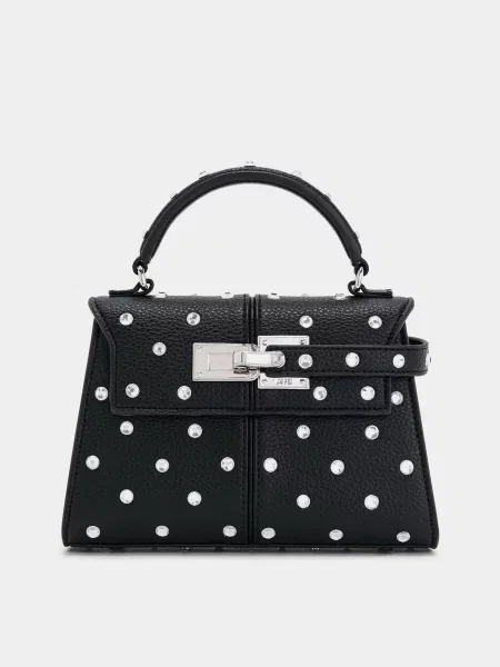 Кожаная сумка Jw Pei со стразами черная