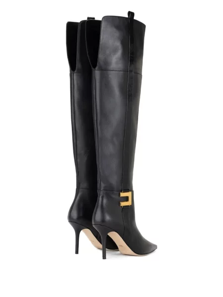 Botine Elisabetta Franchi din piele cu autograf negru