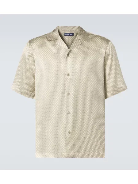 Копринена риза Frescobol Carioca с принт зелено