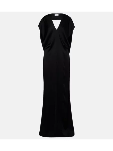 Rochie maxi Stella Mccartney din satin cu spatele deschis negru