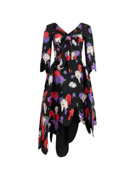 Rochie Moschino cu model floral cu imagine asimetrică negru