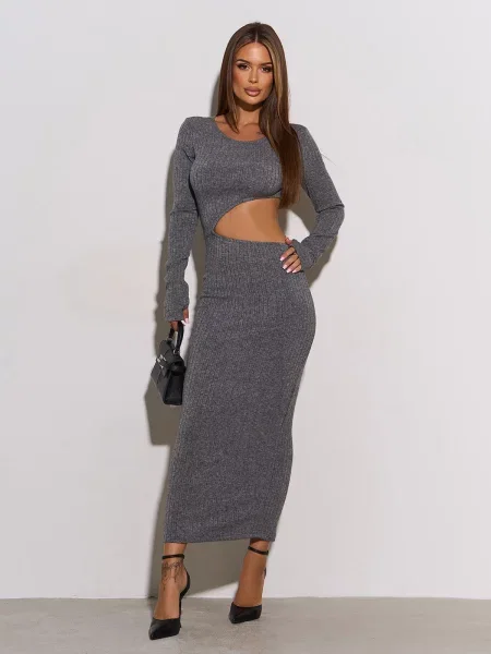 Вовняна Сукня максі ISSA Plus сірий
