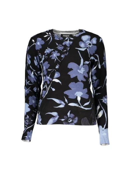 Długi sweter Desigual z długim rękawem elegancki czarny