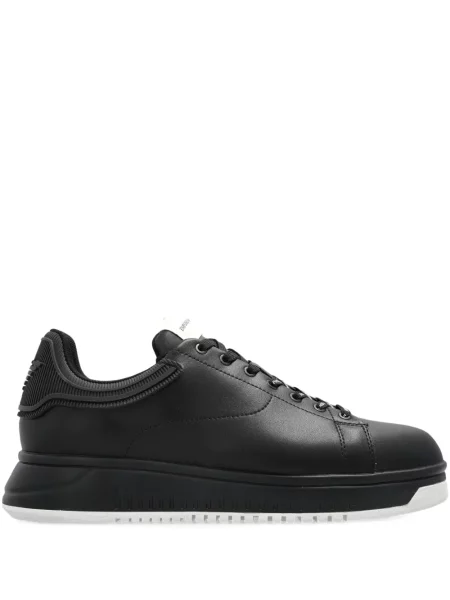 Δερμάτινα sneakers Emporio Armani με κορδόνια μαύρο