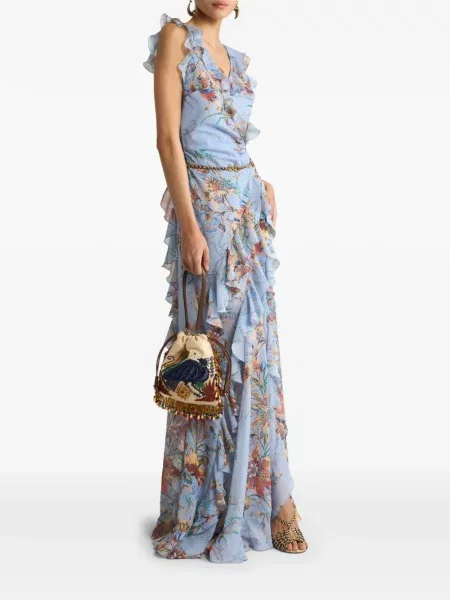 Rochie maxi Etro cu volane albastru