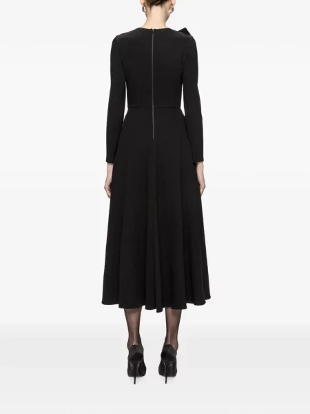 Rochie midi Nissa cu funde din crep negru