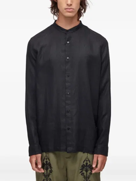 Ленена риза Osklen бродирана черно