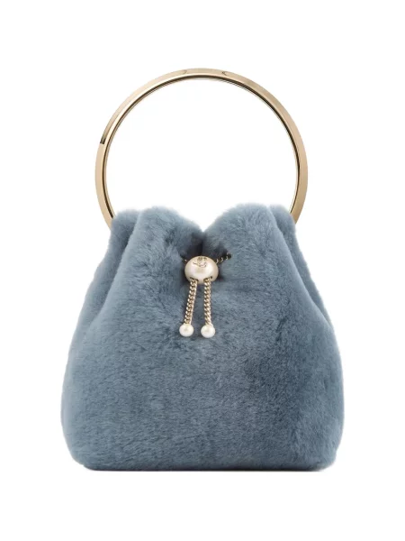 Geantă Jimmy Choo din piele de oaie albastru