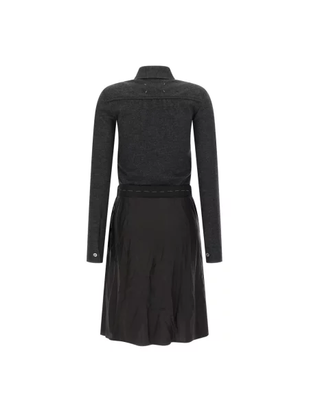 Sukienka midi Maison Margiela wełniana z długim rękawem szara