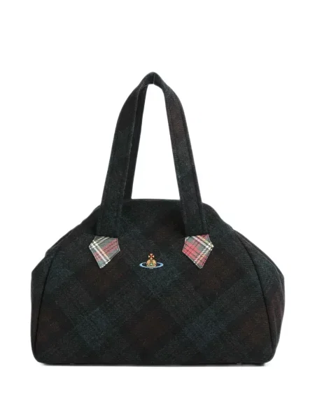 Geantă shopper Vivienne Westwood în carouri negru