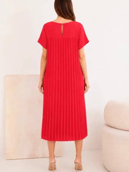Rochie mini Kesi Włoski cu mâneci scurte roșu