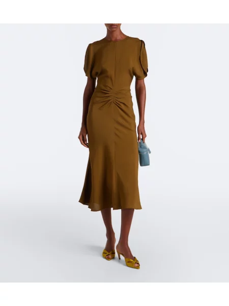 Rochie midi Victoria Beckham cu volane verde