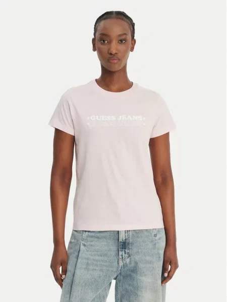 Guess Jeans majica za žene od pamuka ružičasta