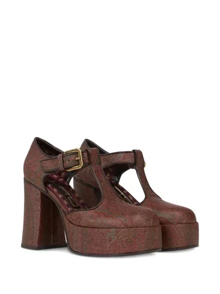 Pantofi cu toc Etro cu platformă cu imagine cu model paisley maro