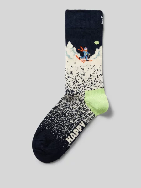 Skarpety ze wzorem na całej powierzchni model ‘Snowy Night’ Happy Socks granatowe