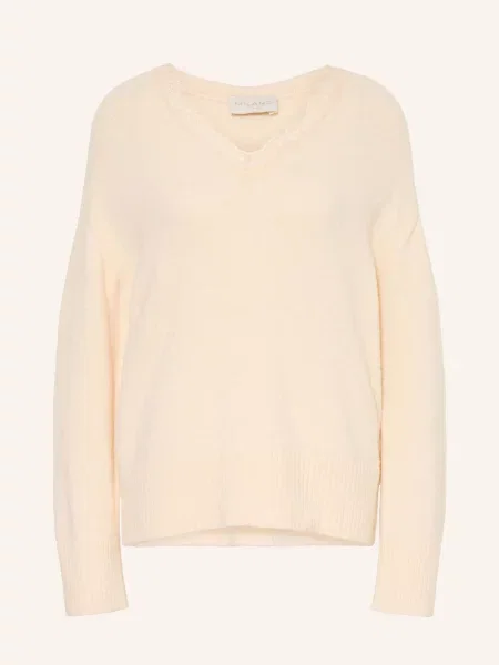 Milano Italy Sweter Z Koronką weiss