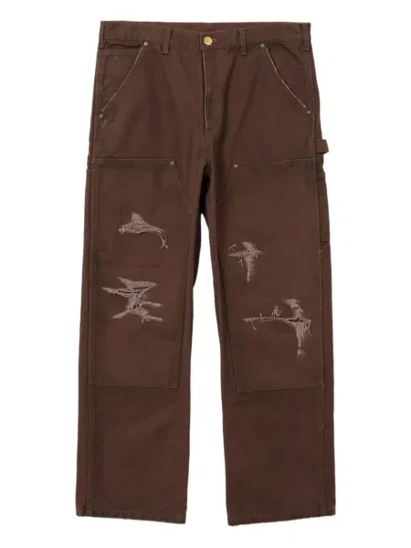 Kalhoty Kamiya s oděrkami hnědé