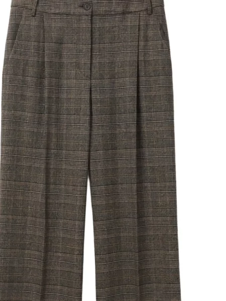 Pantaloni Purotatto în carouri maro