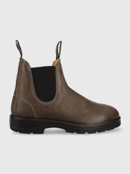 Кожени боти челси Blundstone с равна подметка сиво
