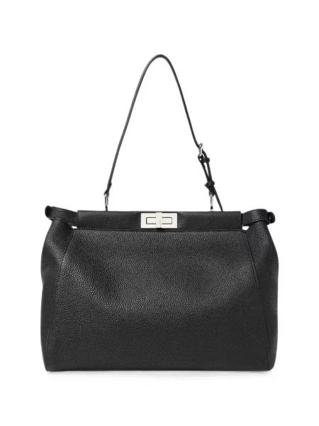 Кожена чанта Fendi Peekaboo черно