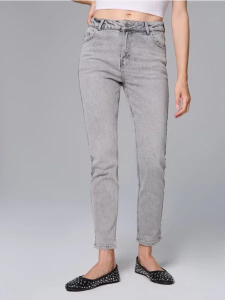 Джинси mom fit сірий