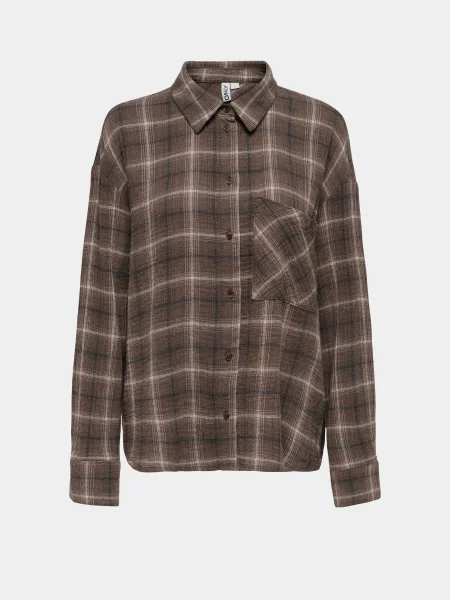 Сорочка в клітинку Only LFAJAN L/S CHECK SHIRT коричневий