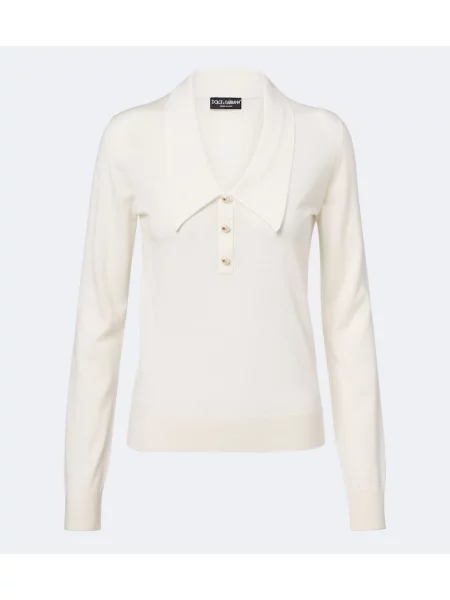 Tricou polo Dolce&gabbana din cașmir alb