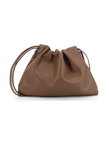 Torebka skórzana Brunello Cucinelli skórzana brązowa