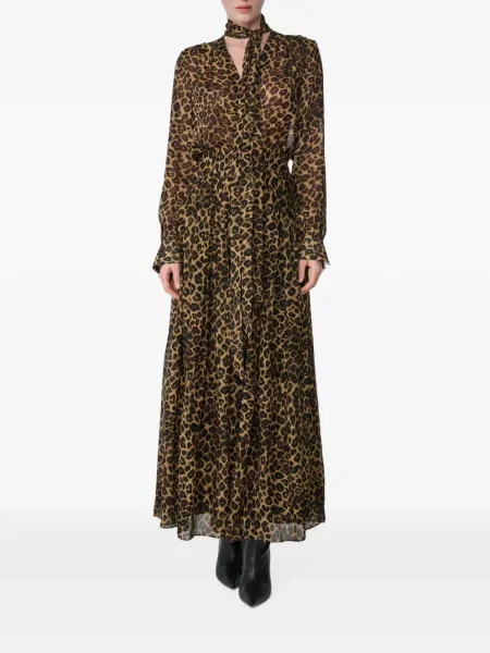 Rochie mini Toccin cu imagine cu model leopard maro