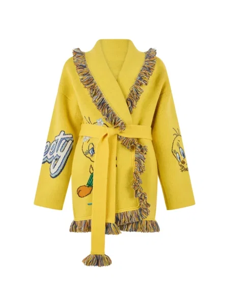 Cardigan Alanui cu franjuri tricotate galben