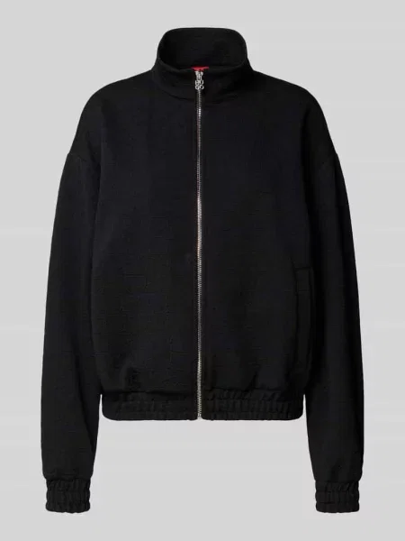 Bluza rozpinana o kroju regular fit z fakturowanym wzorem model ‘DARGIE’ Hugo czarna