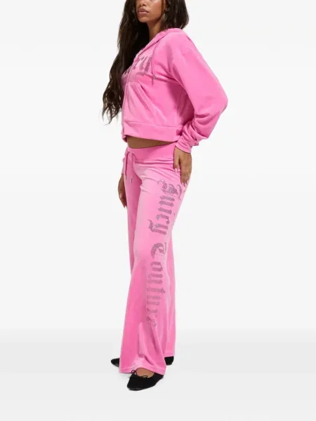 Кристал подрязан суичър с качулка Juicy Couture розово