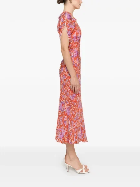 Gulerat rochie midi Nissa cu model floral cu imagine roșu