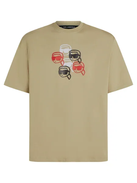 Karl Lagerfeld Tricou oliv / roșu / negru alb