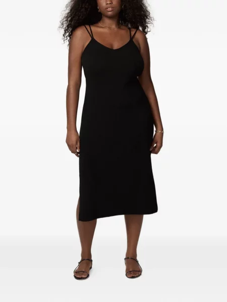Rochie midi Another Tomorrow din cașmir cu bretele negru