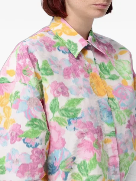 Cămașă Msgm cu model floral cu imagine alb