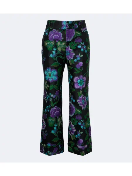Pantaloni La Doublej cu model floral din jacard