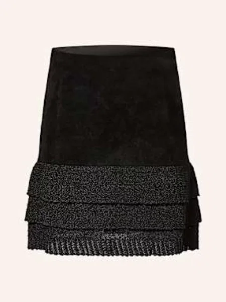 Claudie Pierlot Spódnica Z Materiału Frotte Marcelina Z Koronką schwarz czarna