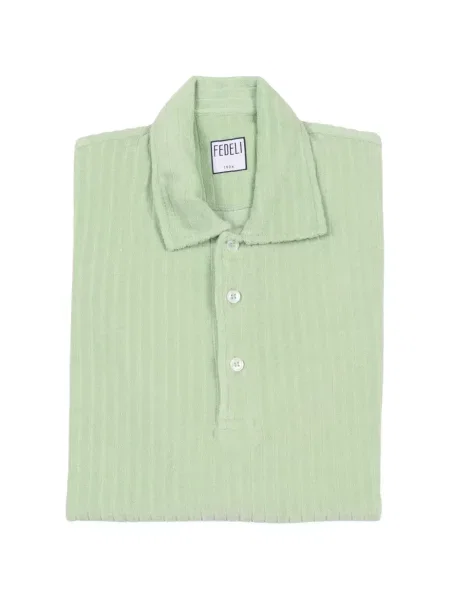 Tricou polo Fedeli tricotate cu nervuri verde
