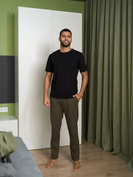 HANDY WEAR Cotton Basic Домашній костюм Зелений/чорний Бавовна/еластан чорний