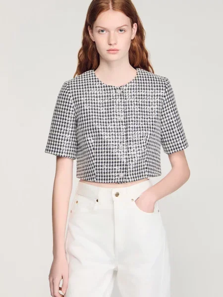 Картатий піджак Sandro білий