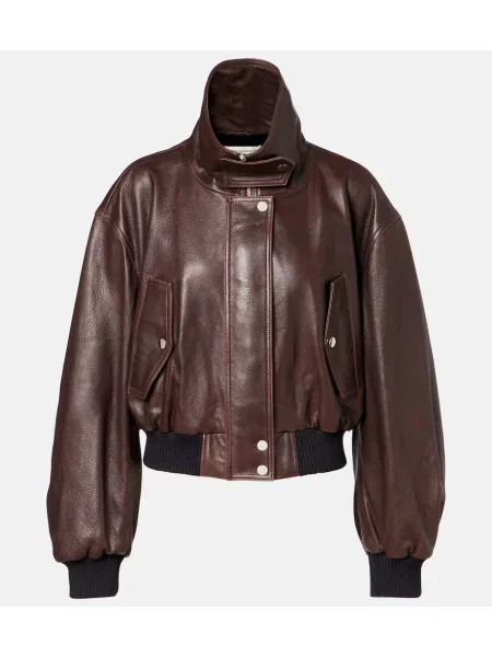 Kurtka skórzana Nour Hammour brązowa