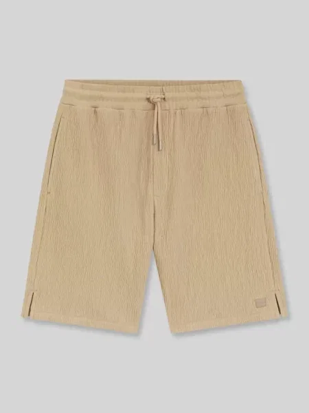 Szorty o kroju relaxed fit z mieszanka bawełny model DENOSHORT' Hugo beżowe