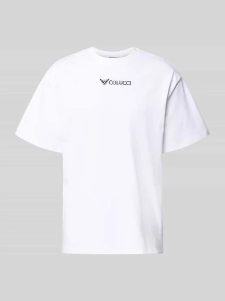 T-shirt o kroju relaxed fit z wyhaftowanym logo model Ikarus' Colucci biała