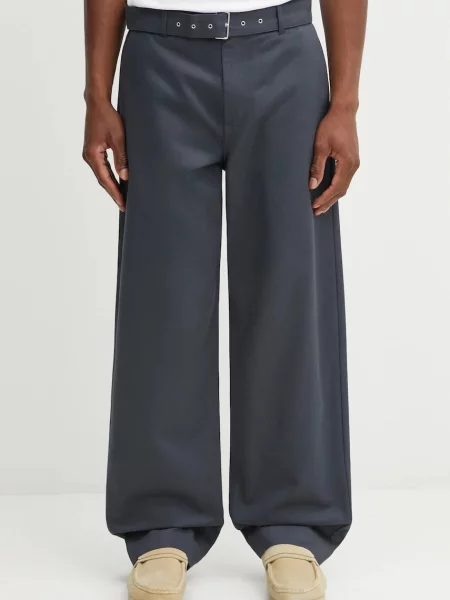 Kalhoty Maison Kitsuné Belted šedá