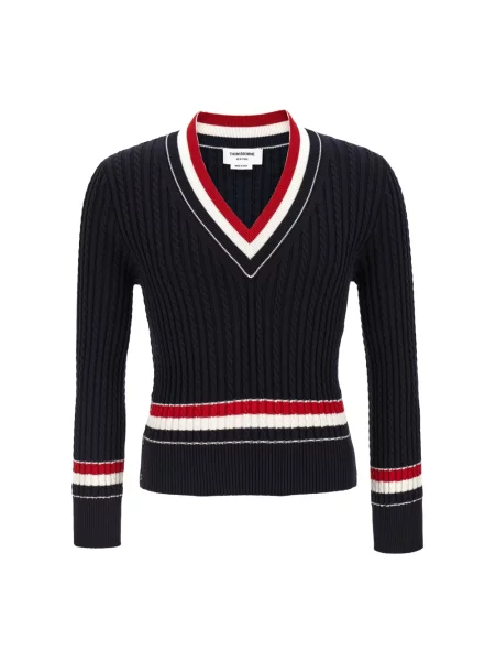 Sweter Thom Browne pleciony niebieski