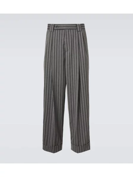 Pantaloni Versace de lână cu dungi negru