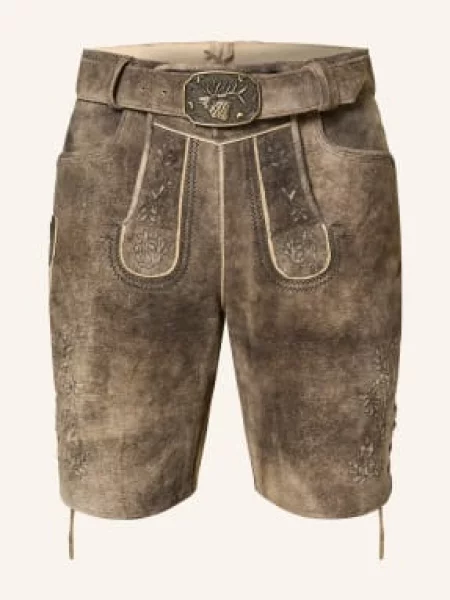 Spieth & Wensky Kožené Kalhoty V Lidovém Stylu / černošedá hnědá