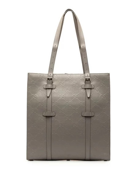 Kožená kožená taška Gucci Pre-owned šedá