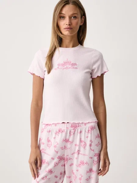 Juicy Couture роздільна піжама ROSE RIB SET рожева